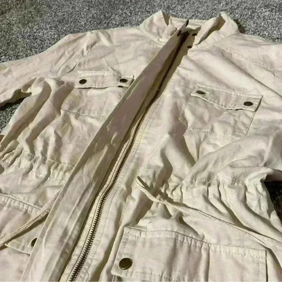 Blu Pepper Utility tan jacket crochet back Size M - Picture 3 of 8